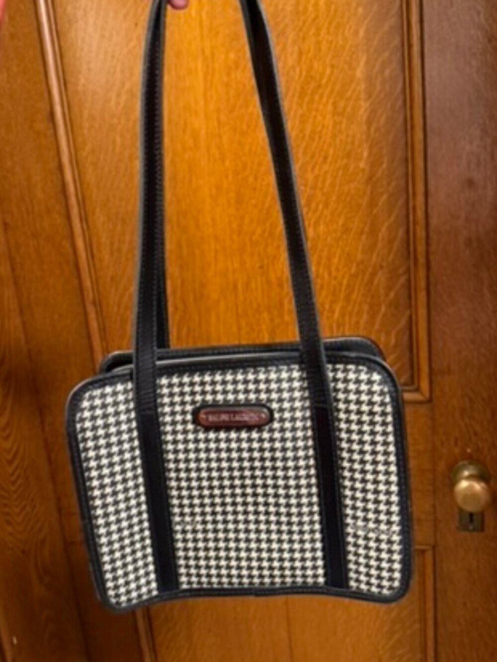Ralph Lauren Black & White Houndstooth Mini Purse